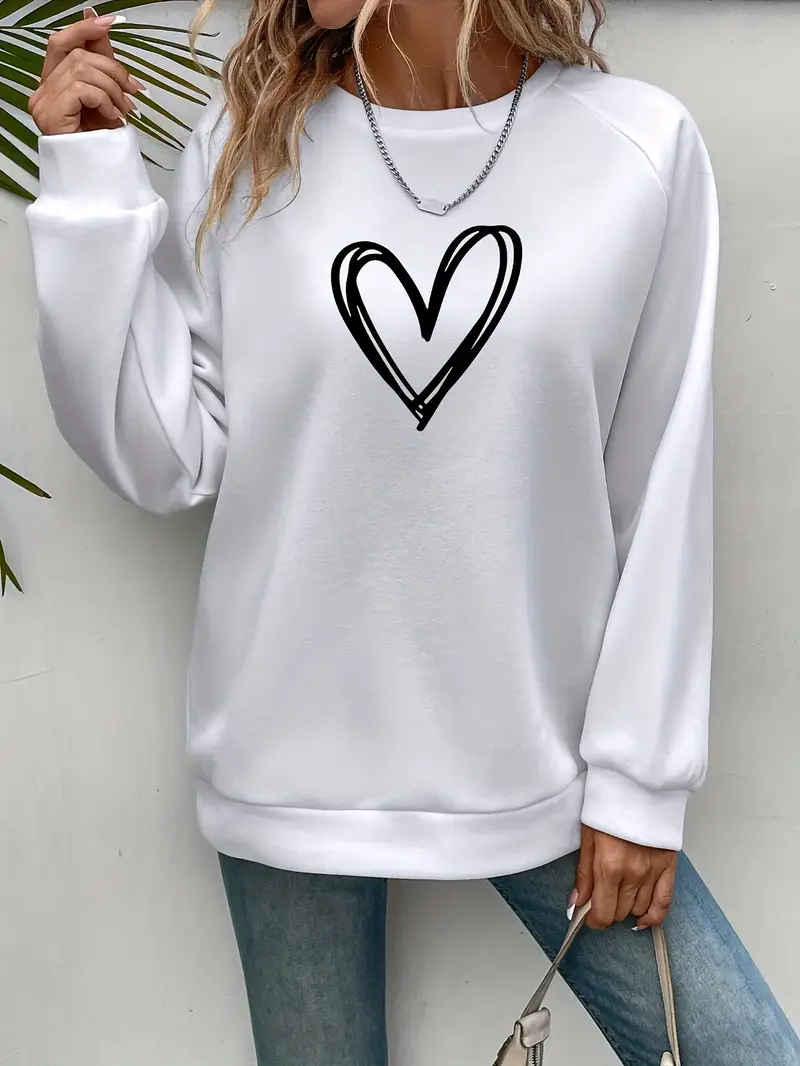 ADDISON™ FLEECE-LINED HEART PRINT SWEATSHIRT