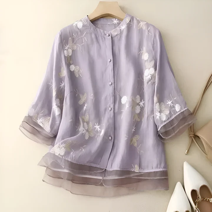 ADELLE™ | ELEGANT TOP WITH EMBROIDERED FLOWERS - Image 3