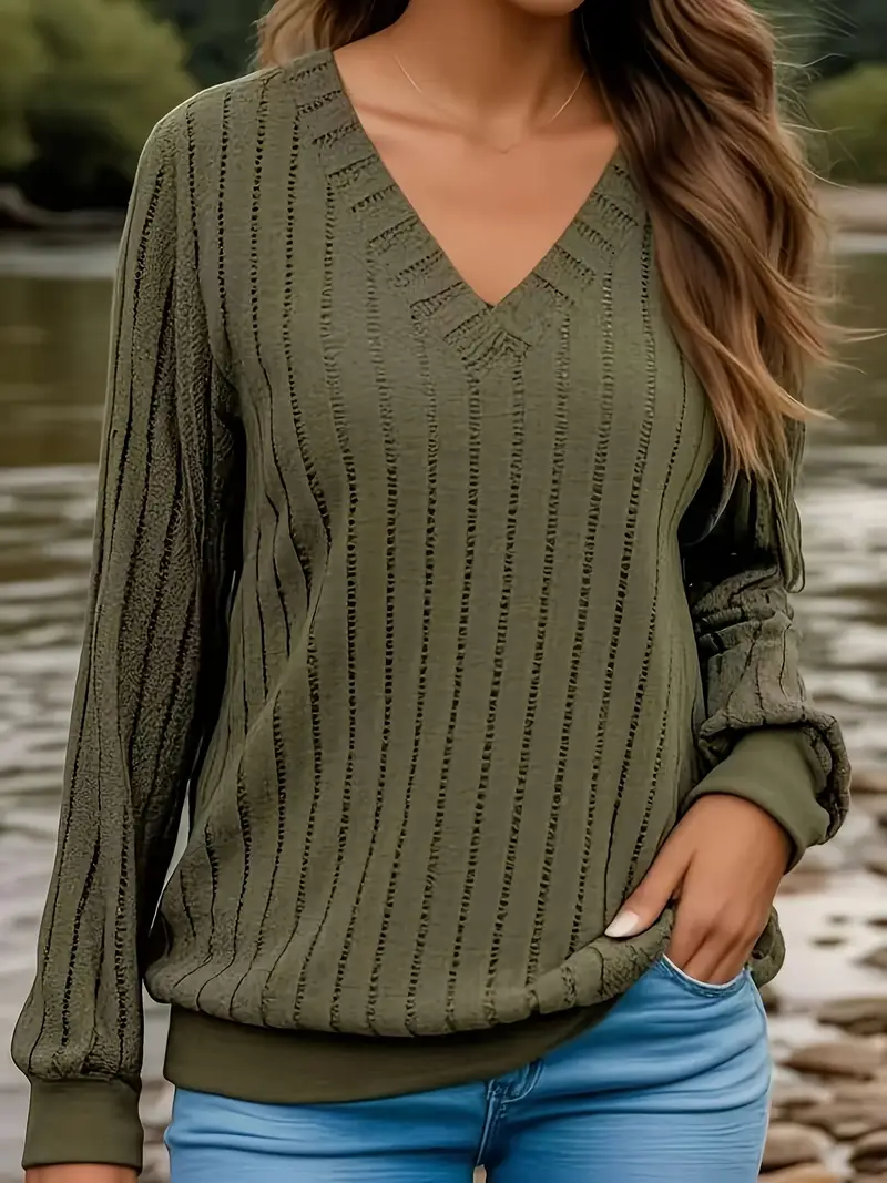 AKIRA™ POLYSTER V-NECK LONG SLEEVE SWEATSHIRT - Image 4