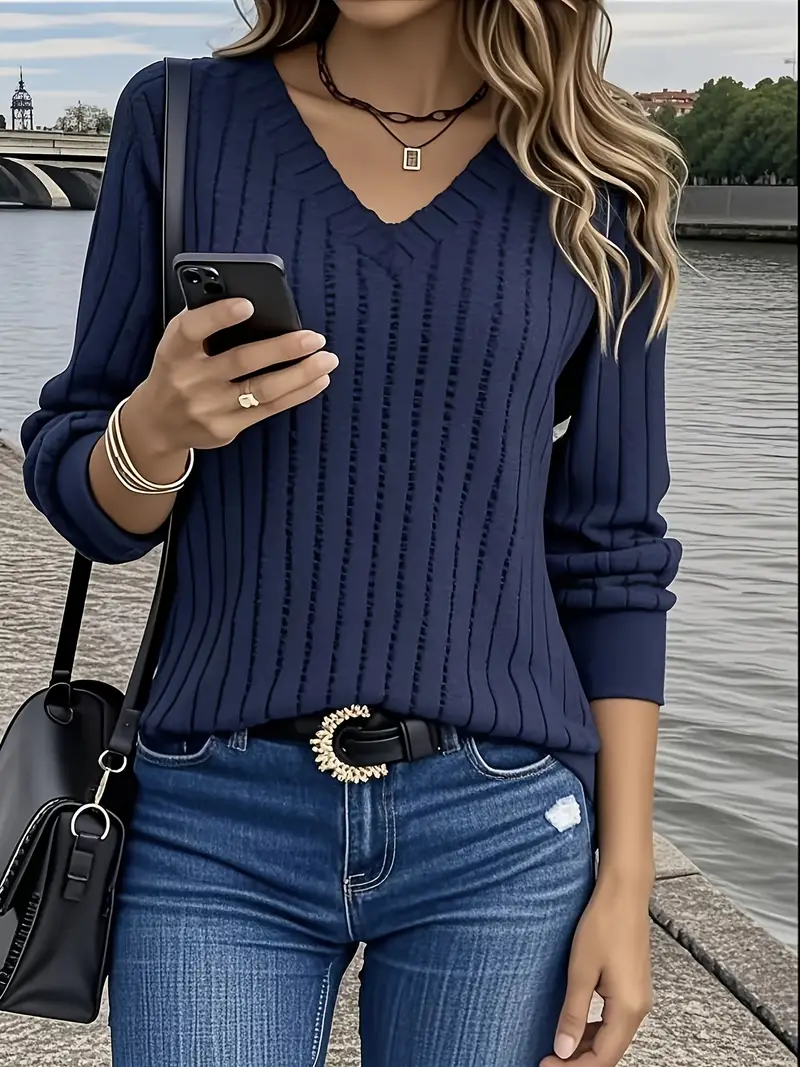 AKIRA™ POLYSTER V-NECK LONG SLEEVE SWEATSHIRT - Image 5