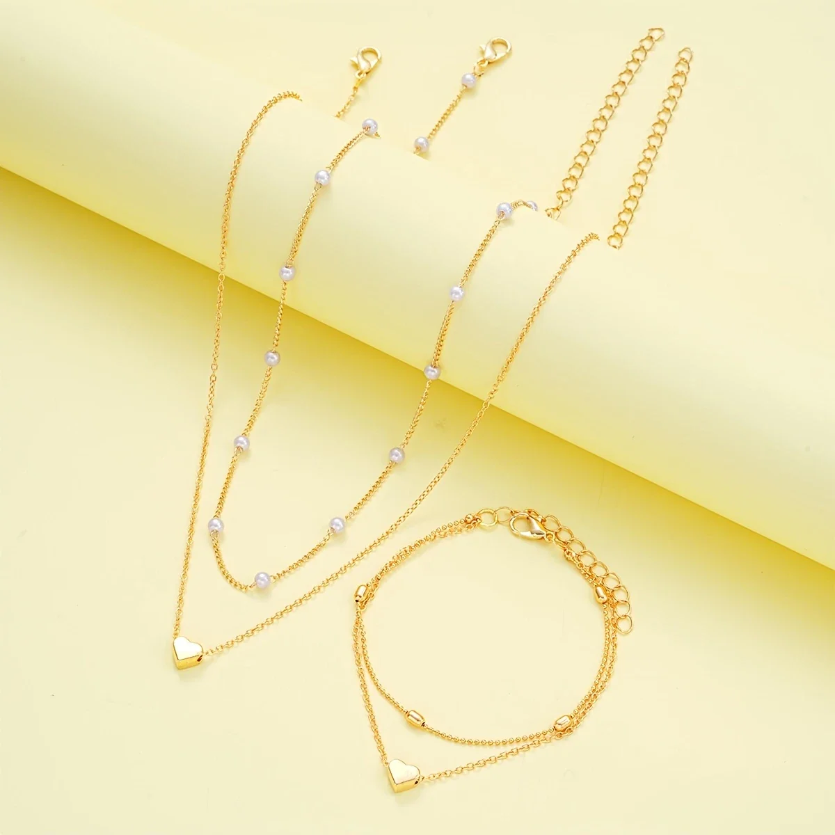 AMORA GLINT™ — 3PCS SIMPLE HEART-SHAPED NECKLACE & BRACELET SET - Image 3