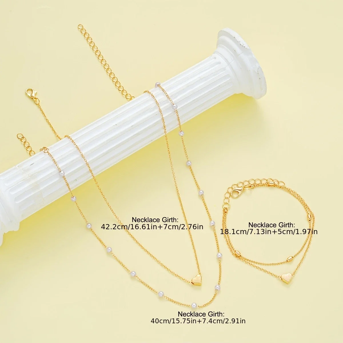 AMORA GLINT™ — 3PCS SIMPLE HEART-SHAPED NECKLACE & BRACELET SET - Image 4