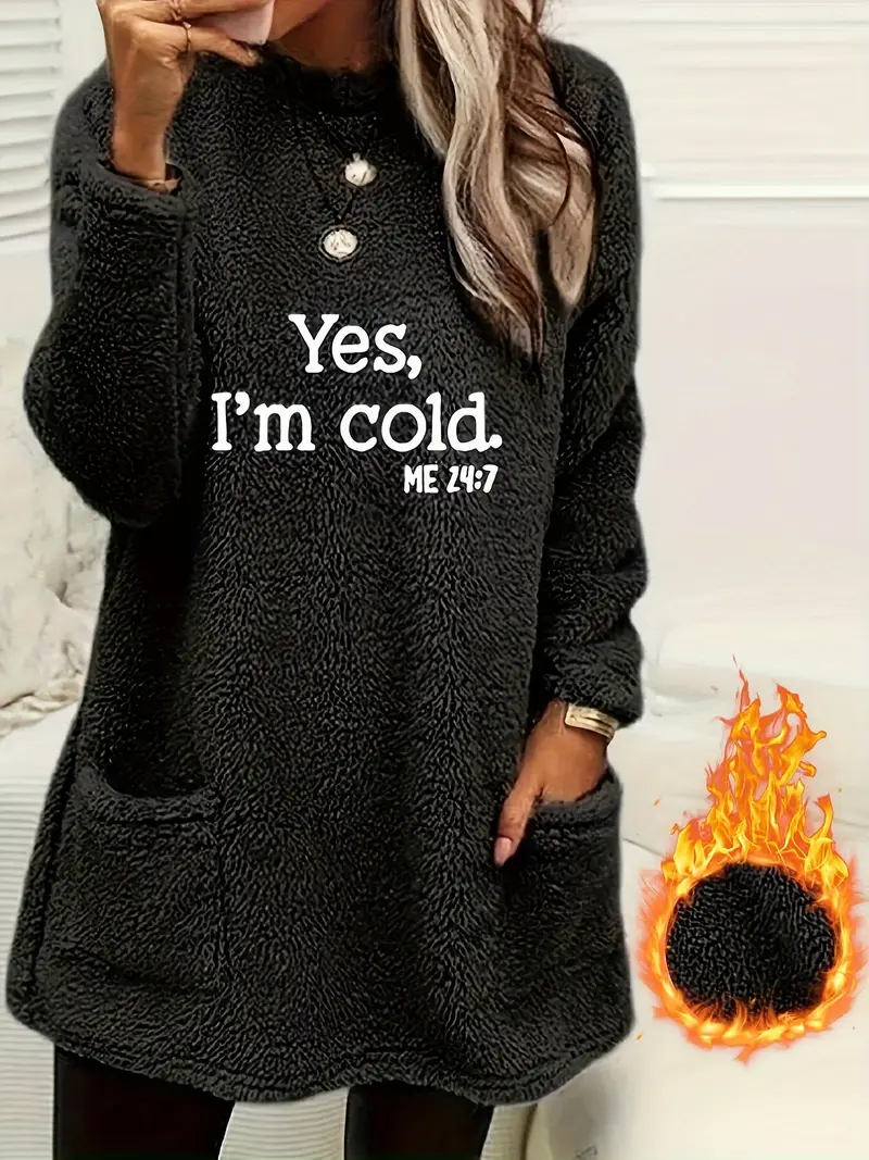 ANNA™ COZY LETTER PRINT FLEECE PULLOVER SWEATSHIRT - Image 3