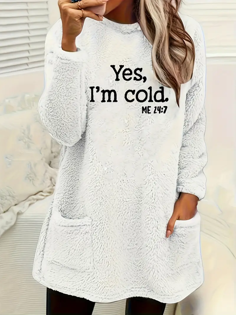 ANNA™ COZY LETTER PRINT FLEECE PULLOVER SWEATSHIRT - Image 5