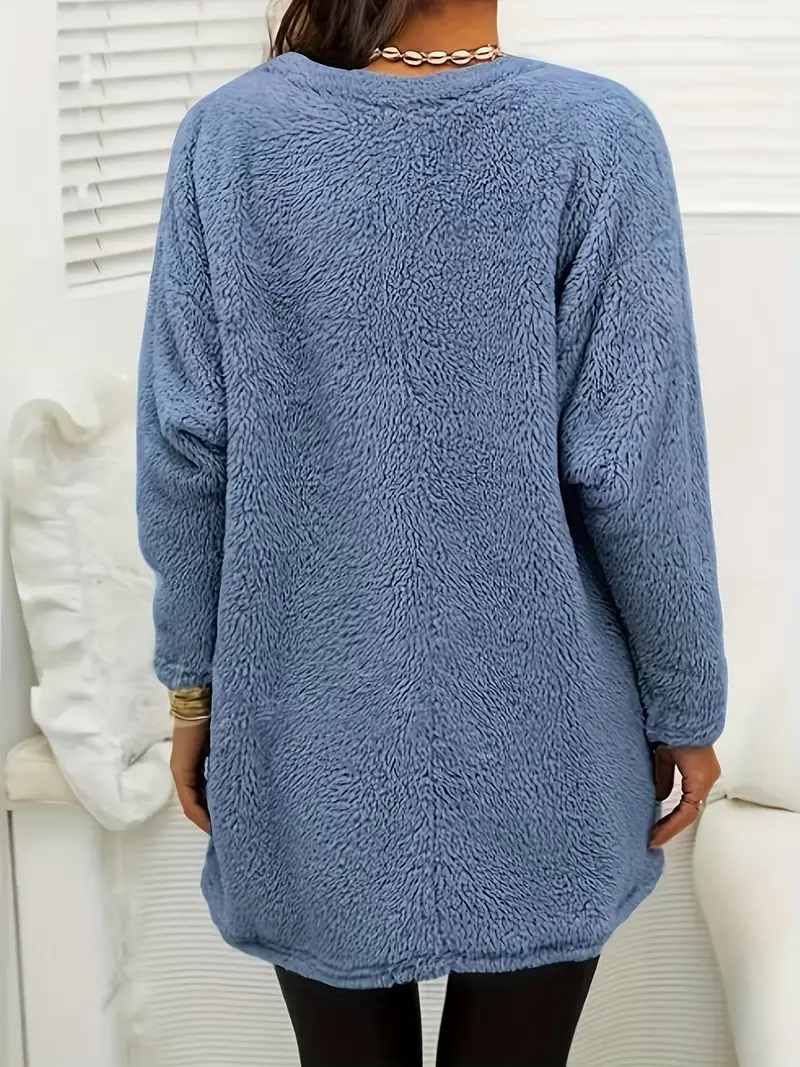 ANNA™ COZY LETTER PRINT FLEECE PULLOVER SWEATSHIRT - Image 8