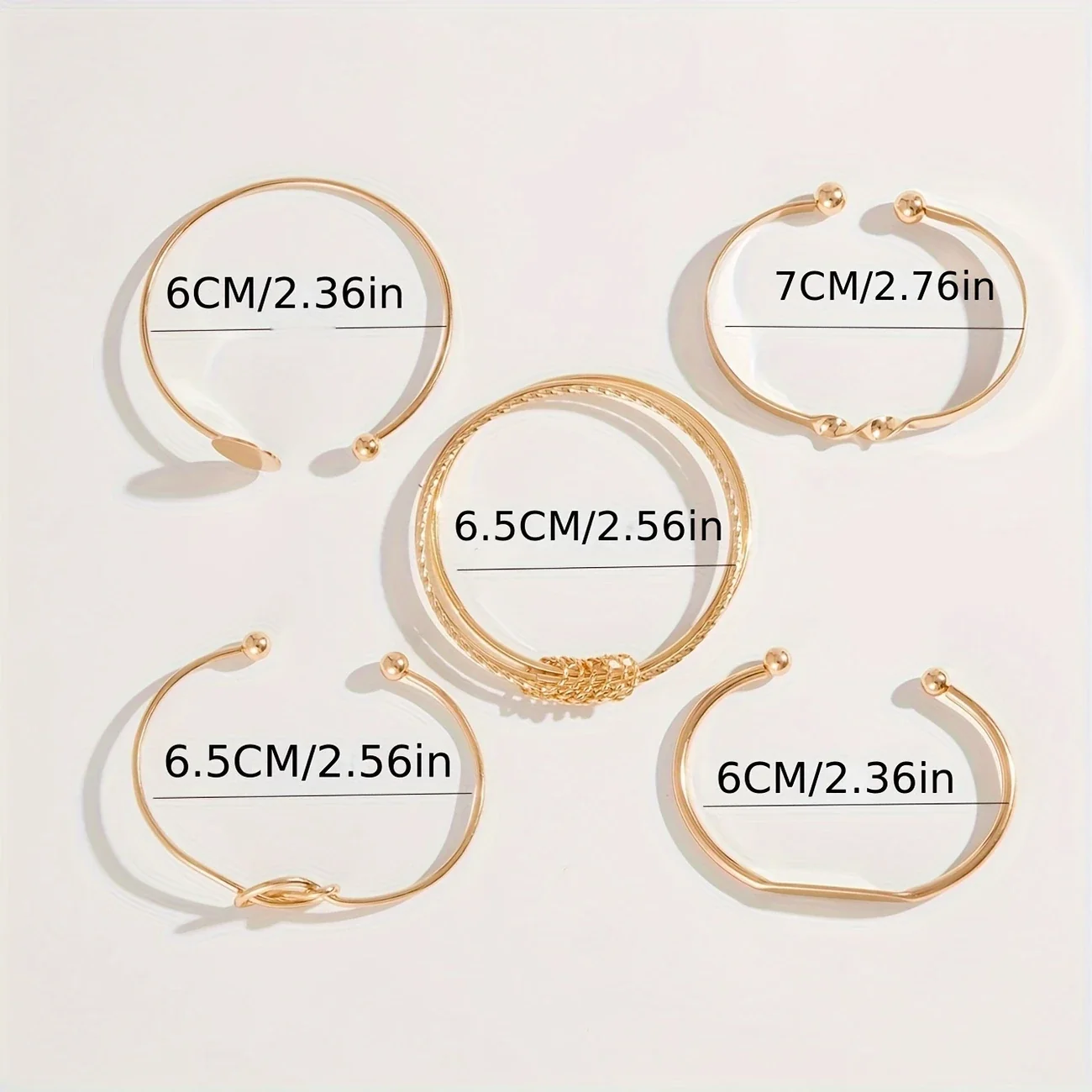 ARCÉTTA FORM™ — 5PCS GEOMETRIC GLOSSY BANGLE & CUFF BRACELET SET - Image 4