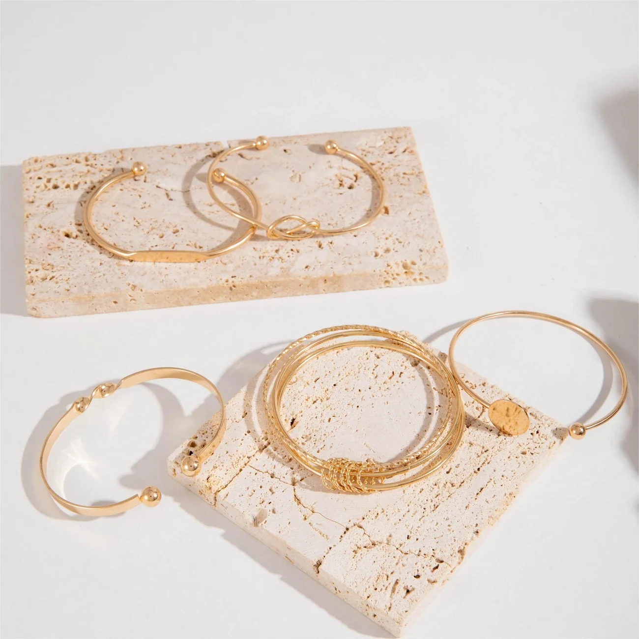 ARCÉTTA FORM™ — 5PCS GEOMETRIC GLOSSY BANGLE & CUFF BRACELET SET - Image 5