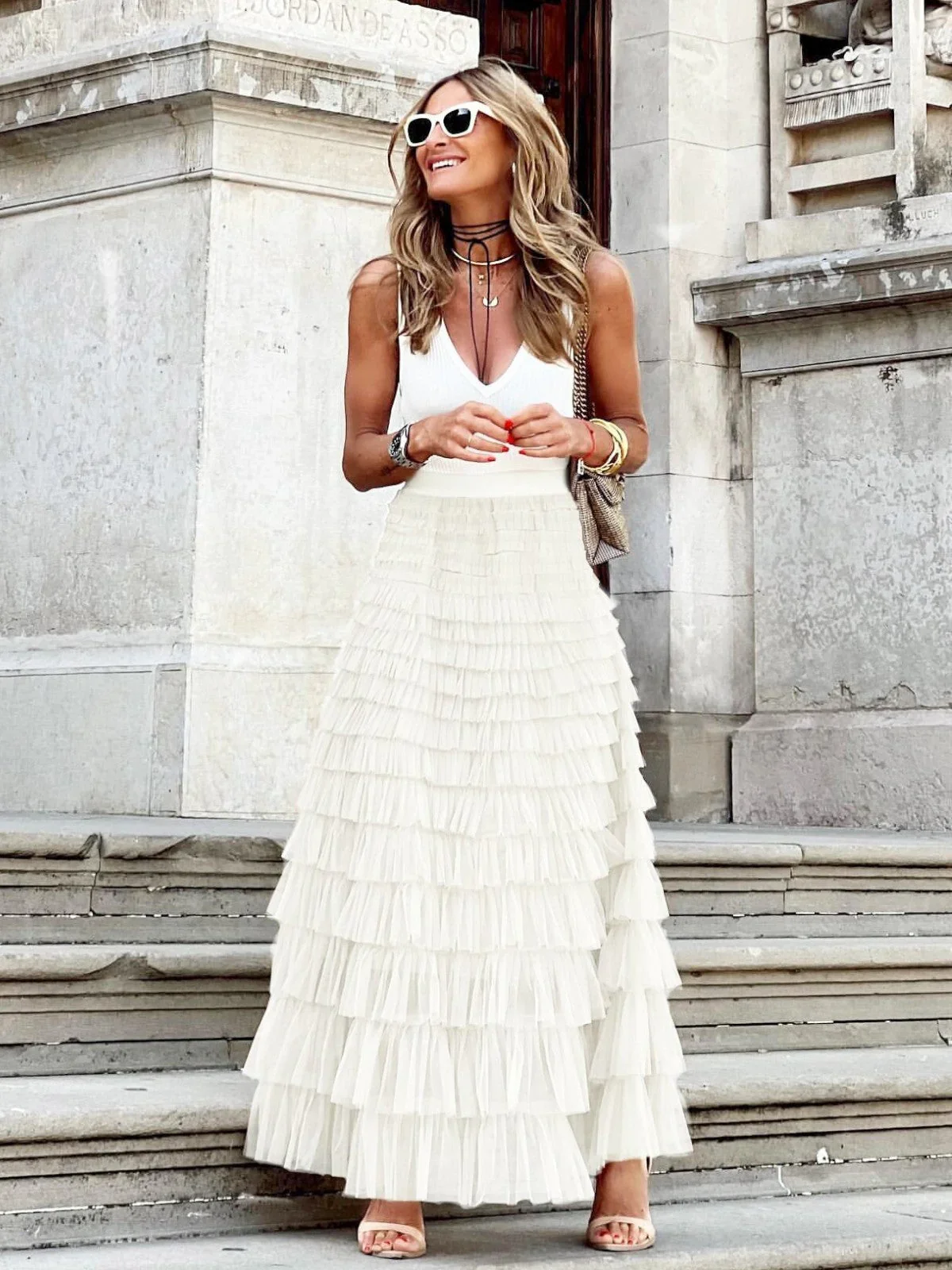 AURELLA™ TULLE RUFFLE MAXI SKIRT - Image 5