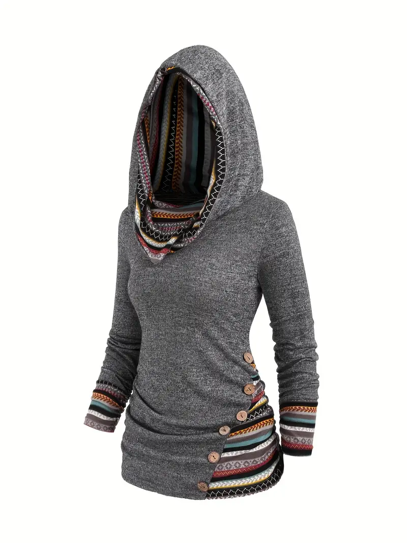 AVRA™ FASHION STRIPED KNIT HOODED SWEATSHIRT
