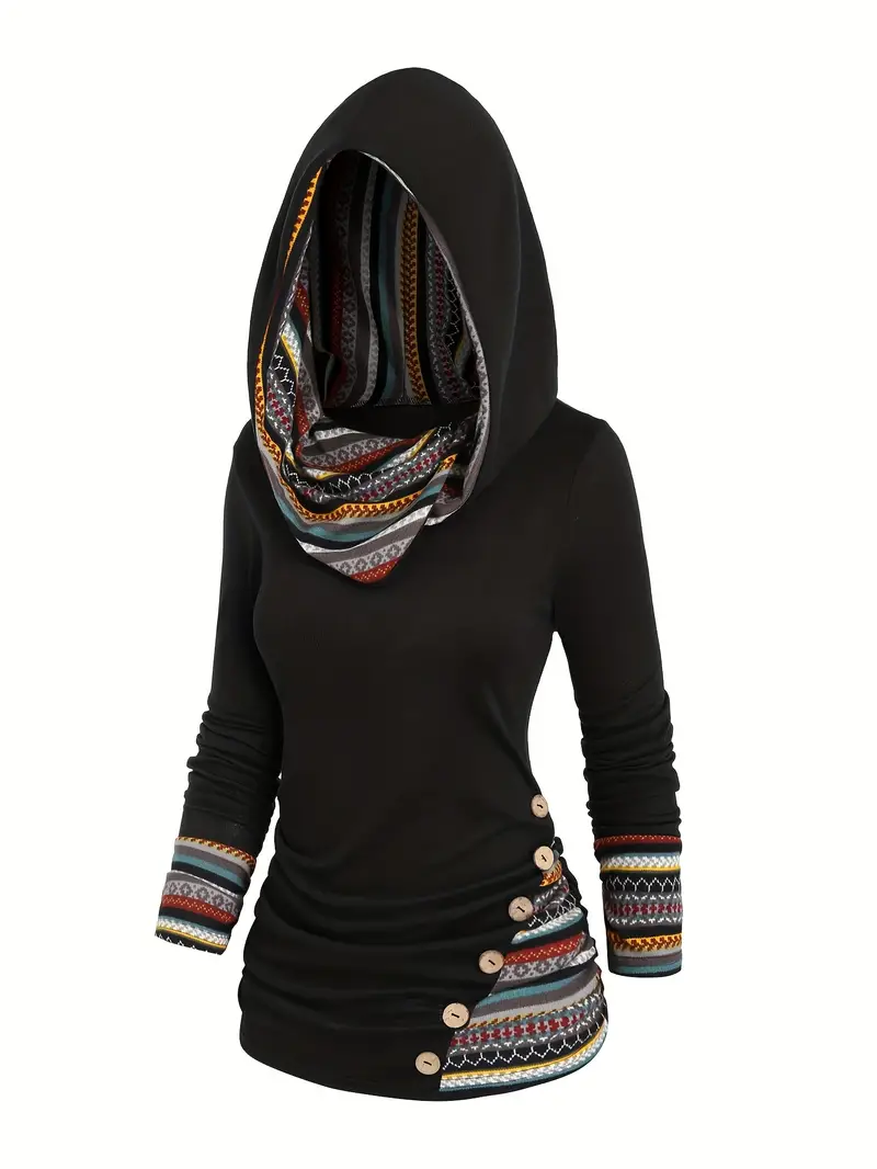 AVRA™ FASHION STRIPED KNIT HOODED SWEATSHIRT - Image 2