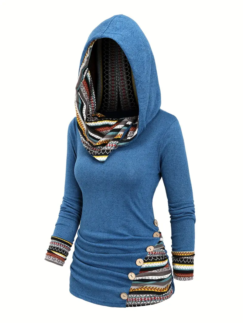 AVRA™ FASHION STRIPED KNIT HOODED SWEATSHIRT - Image 3