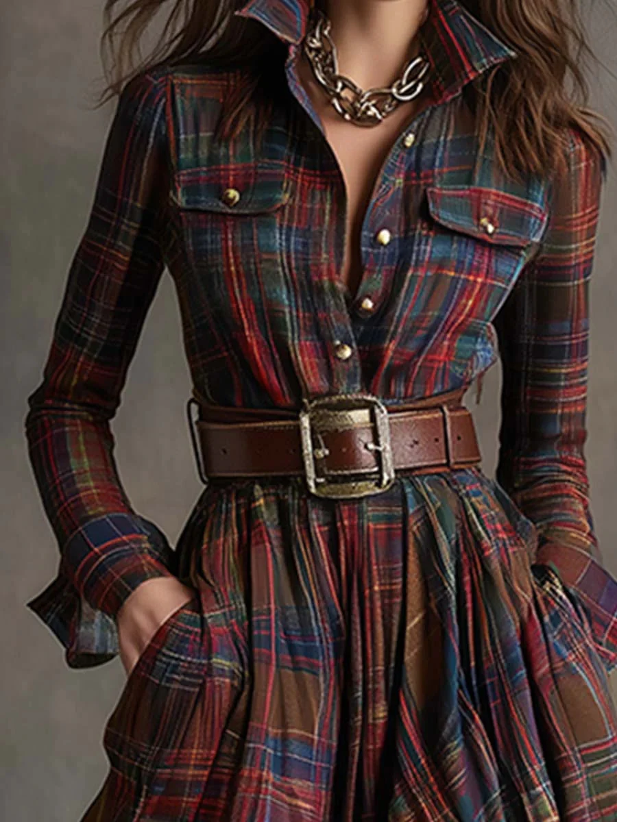 BEATRICE™ | BELTED PLAID MAXI DRESS - Image 4