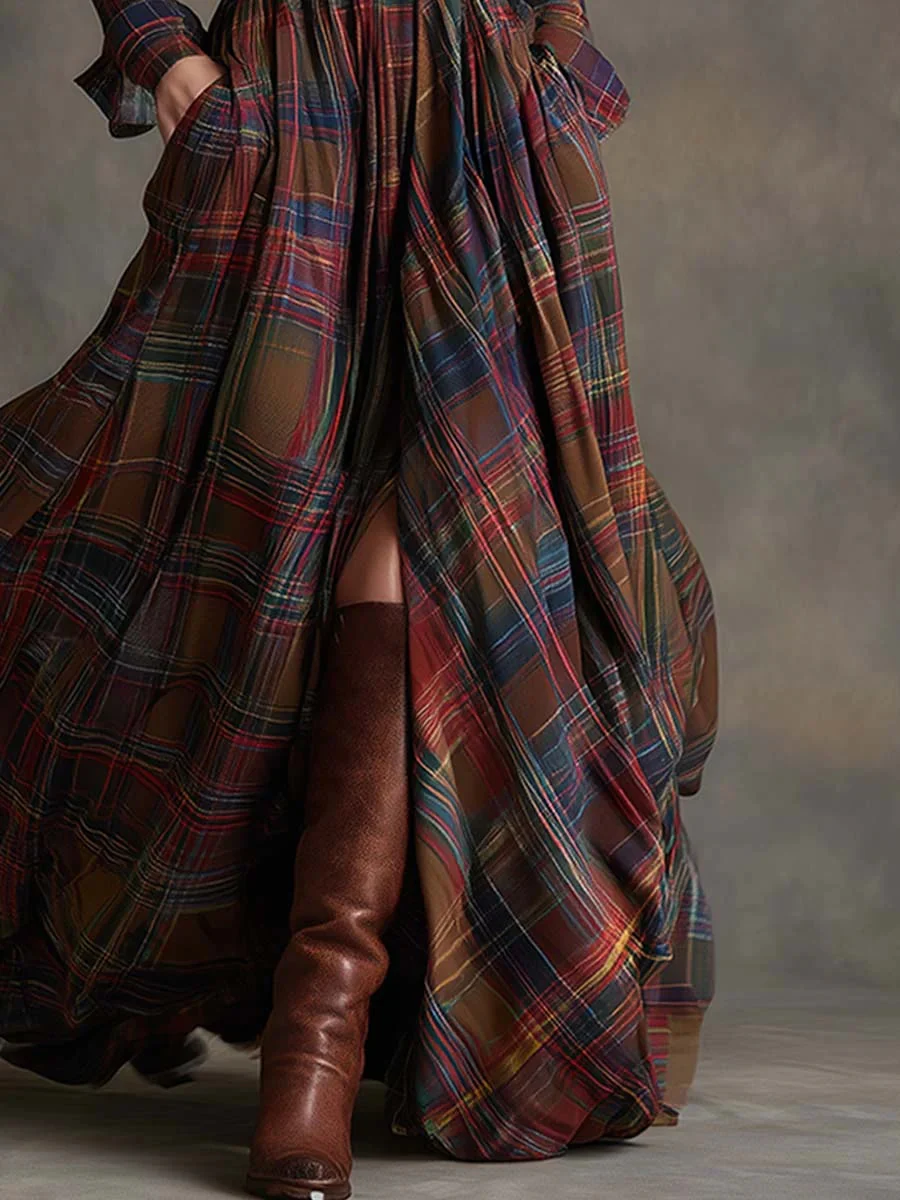 BEATRICE™ | BELTED PLAID MAXI DRESS - Image 5
