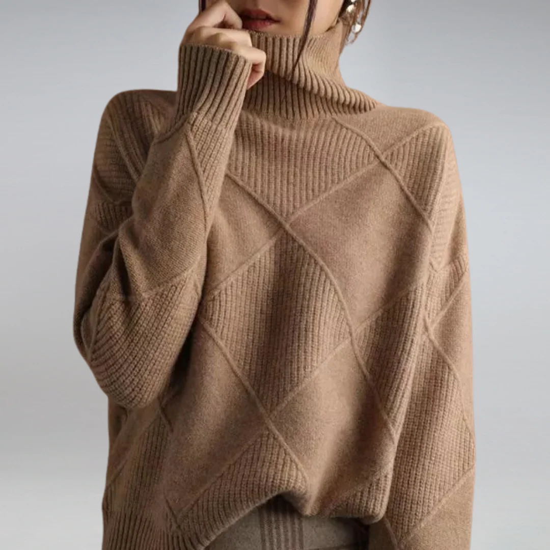 CINDARA™ – LUXE COTTON TURTLENECK SWEATER - Image 2