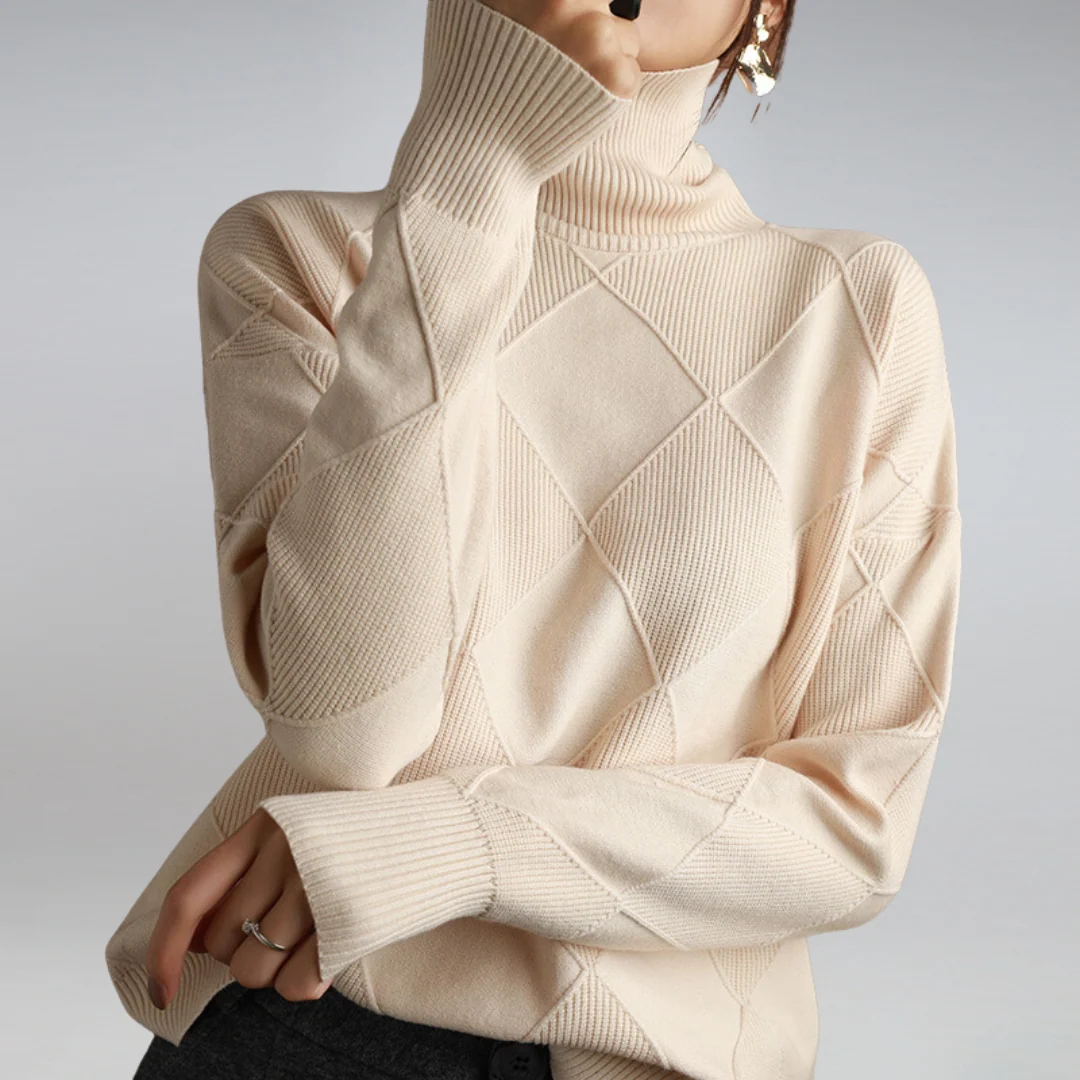 CINDARA™ – LUXE COTTON TURTLENECK SWEATER - Image 3