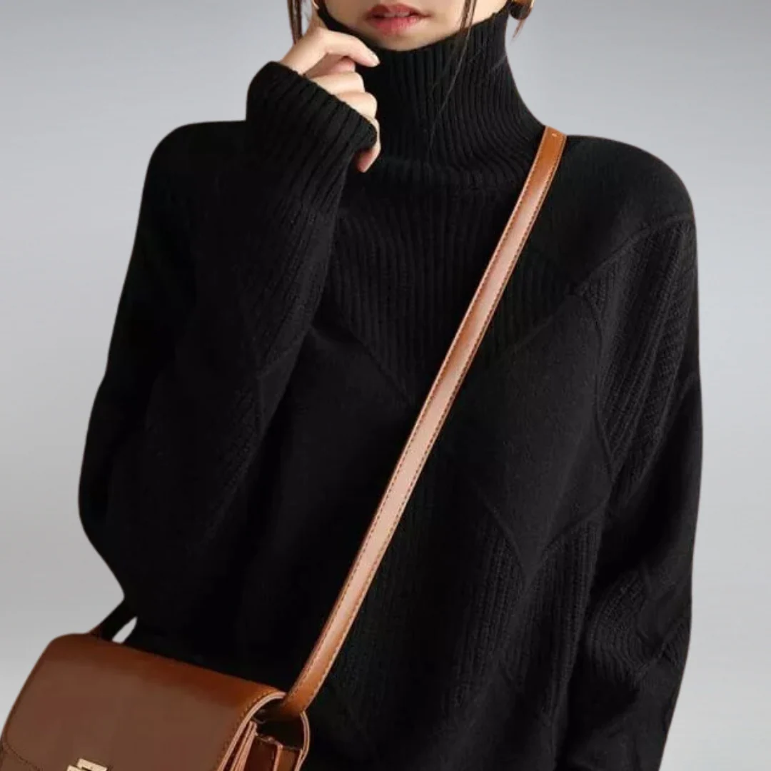 CINDARA™ – LUXE COTTON TURTLENECK SWEATER - Image 4