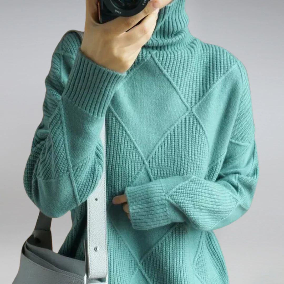 CINDARA™ – LUXE COTTON TURTLENECK SWEATER - Image 5