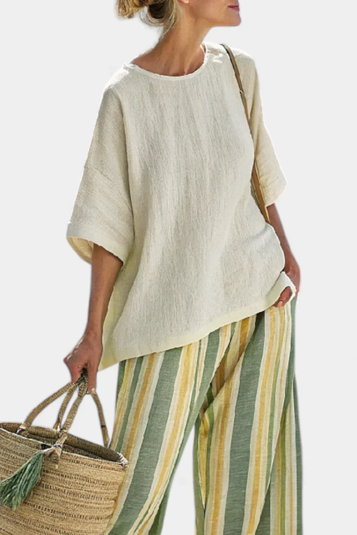 ELLOWYN™ SOPHISTICATED TOP & STRIPED LINEN PANTS - Image 4