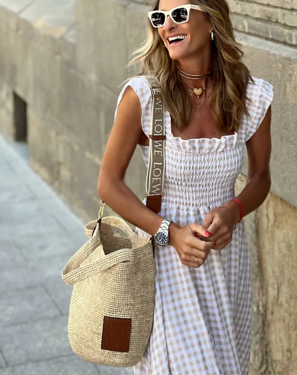 FLEURINNA™ – LONG DRESS WITH RUFFLED SLEEVES AND GINGHAM FRILLS - Image 4