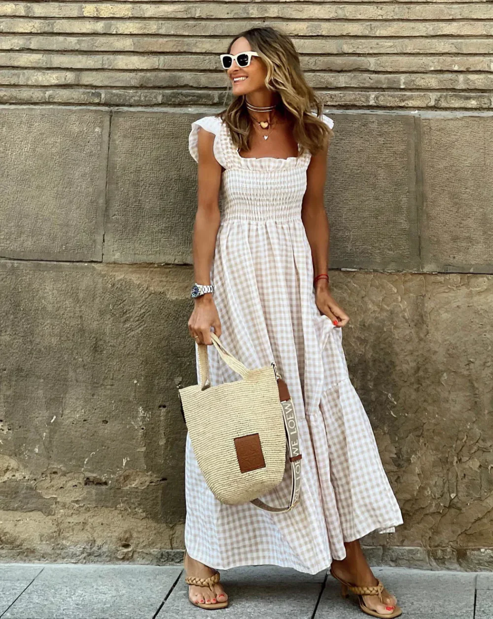 FLEURINNA™ – LONG DRESS WITH RUFFLED SLEEVES AND GINGHAM FRILLS - Image 7