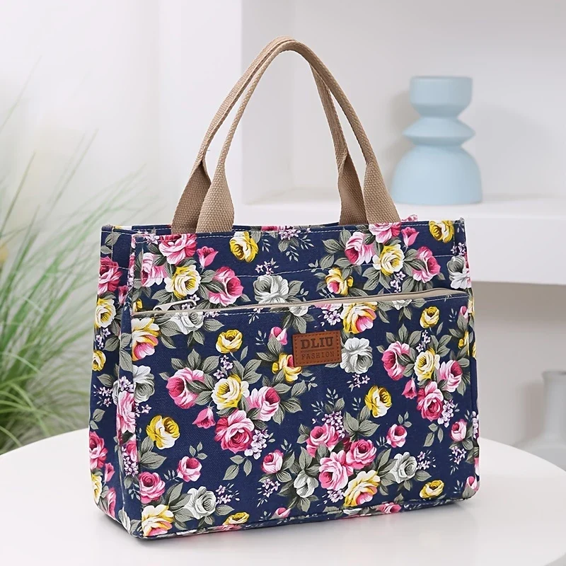 FLORA BLOOM™ — DURABLE FLORAL PRINT TOTE BAG WITH ZIP CLOSURE - Image 11