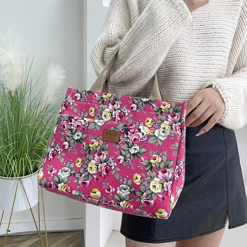 FLORA BLOOM™ — DURABLE FLORAL PRINT TOTE BAG WITH ZIP CLOSURE - Image 7