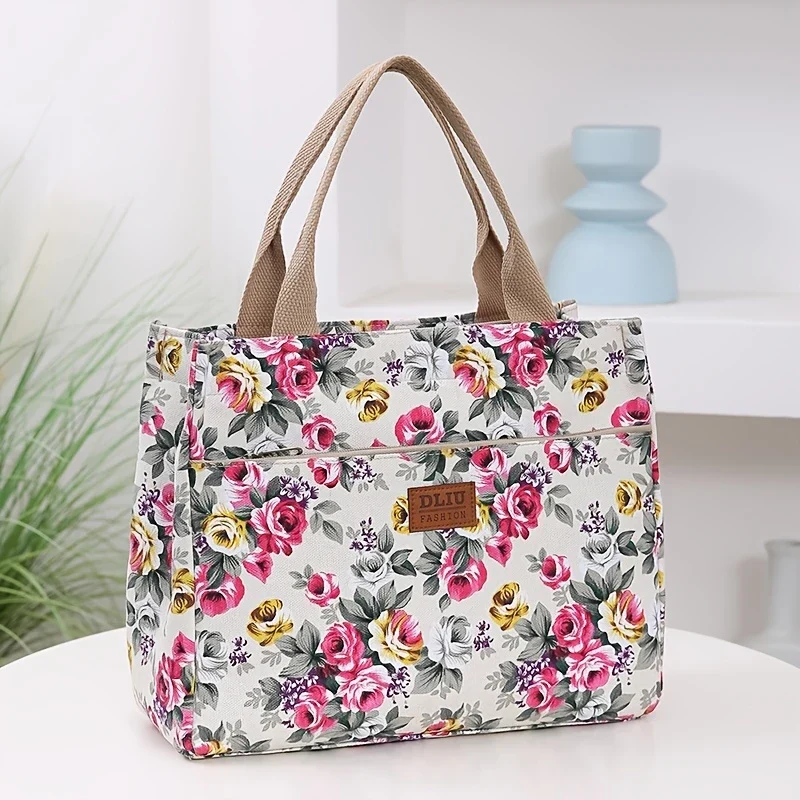 FLORA BLOOM™ — DURABLE FLORAL PRINT TOTE BAG WITH ZIP CLOSURE - Image 9