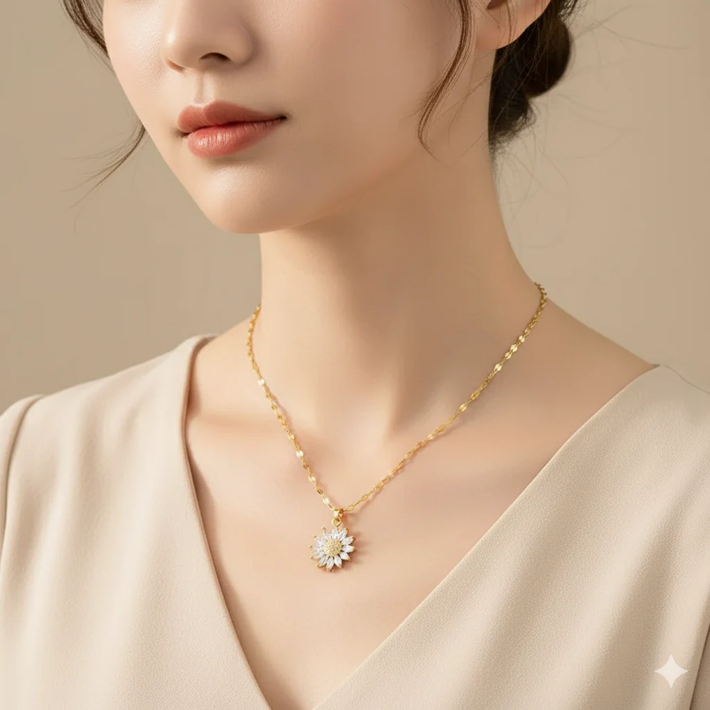 GOLDEN BLOOM CRYSTAL NECKLACE - Image 2