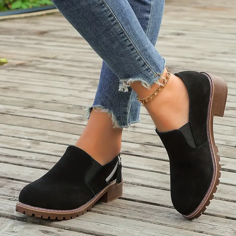 HARLYN™ WOMEN SIDE ZIPPER DECOR LOW HEEL BOOTS - Image 6