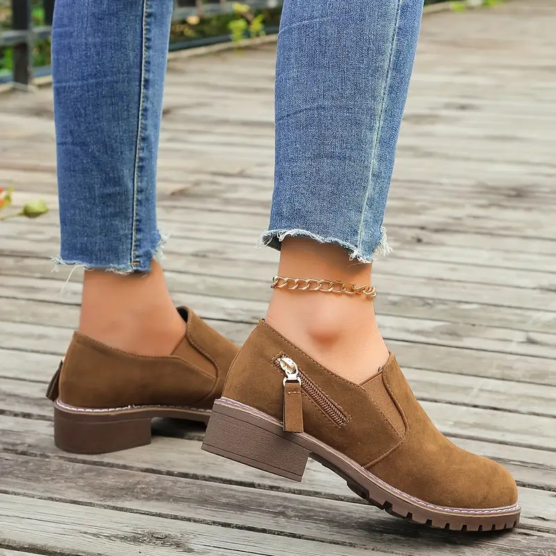 HARLYN™ WOMEN SIDE ZIPPER DECOR LOW HEEL BOOTS - Image 7