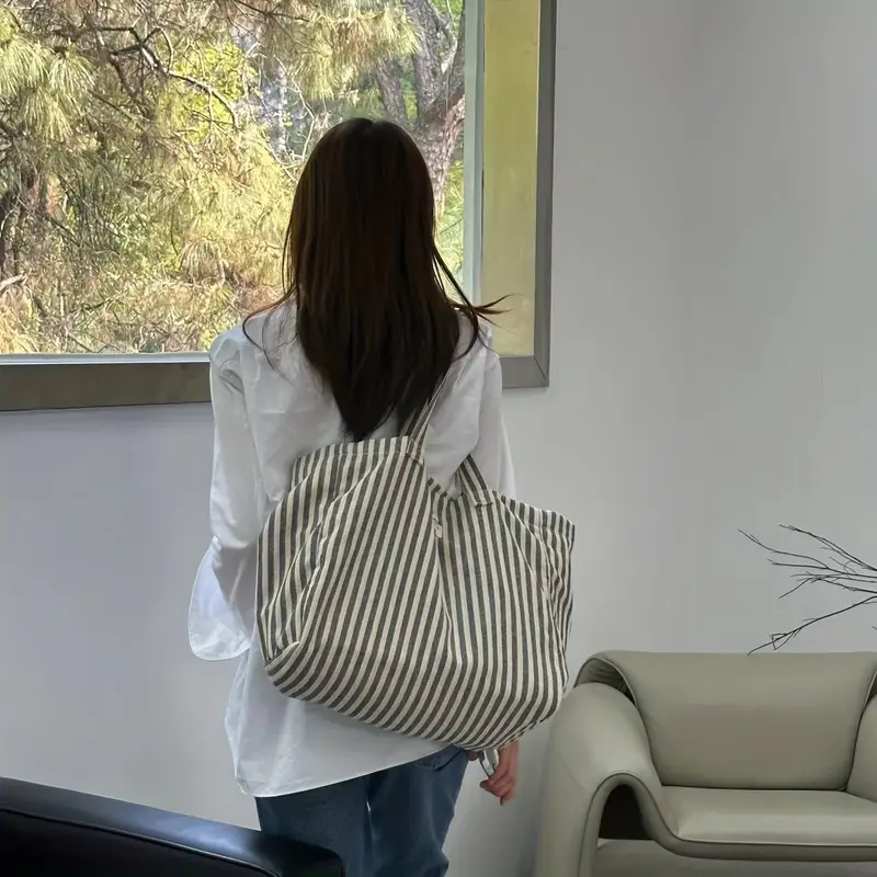 HARPER™ VERTICAL STRIPED FABRIC SHOPPING BAG - Image 2