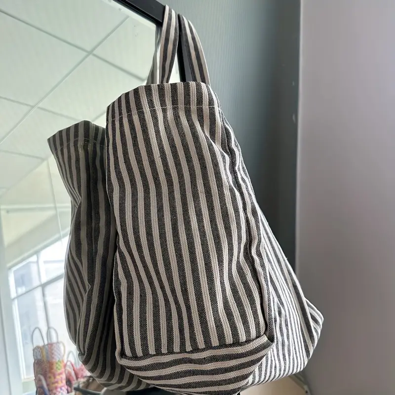 HARPER™ VERTICAL STRIPED FABRIC SHOPPING BAG - Image 3