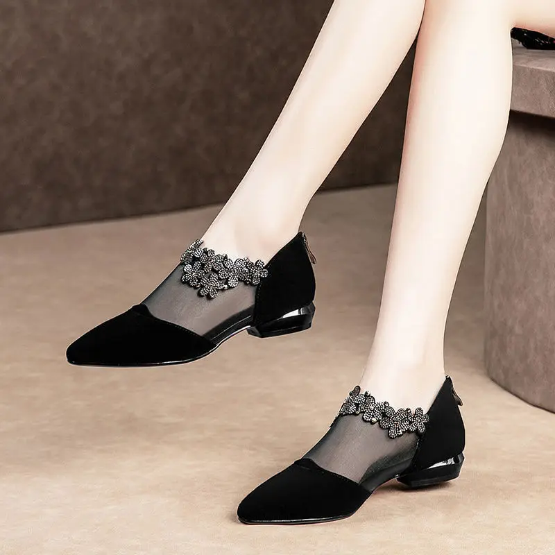WOMEN'S MESH HOLLOW-OUT HIGH/LOW HEEL SANDALS - Image 3