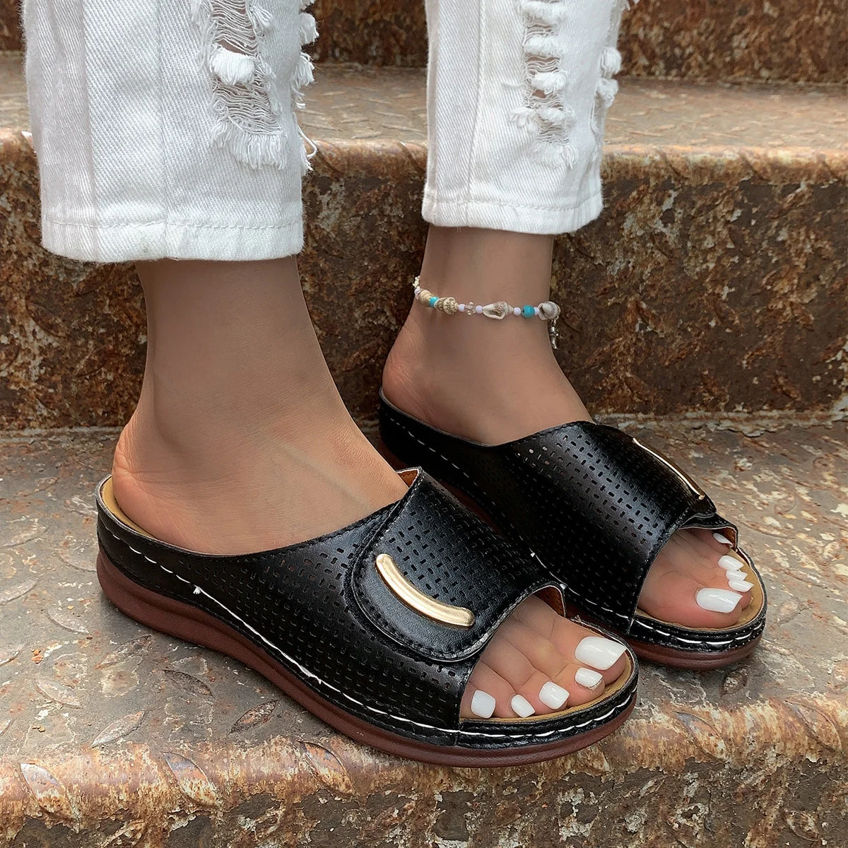 PEEP-TOE HOLLOW-OUT ORTHOPEDIC SANDALS - Image 7