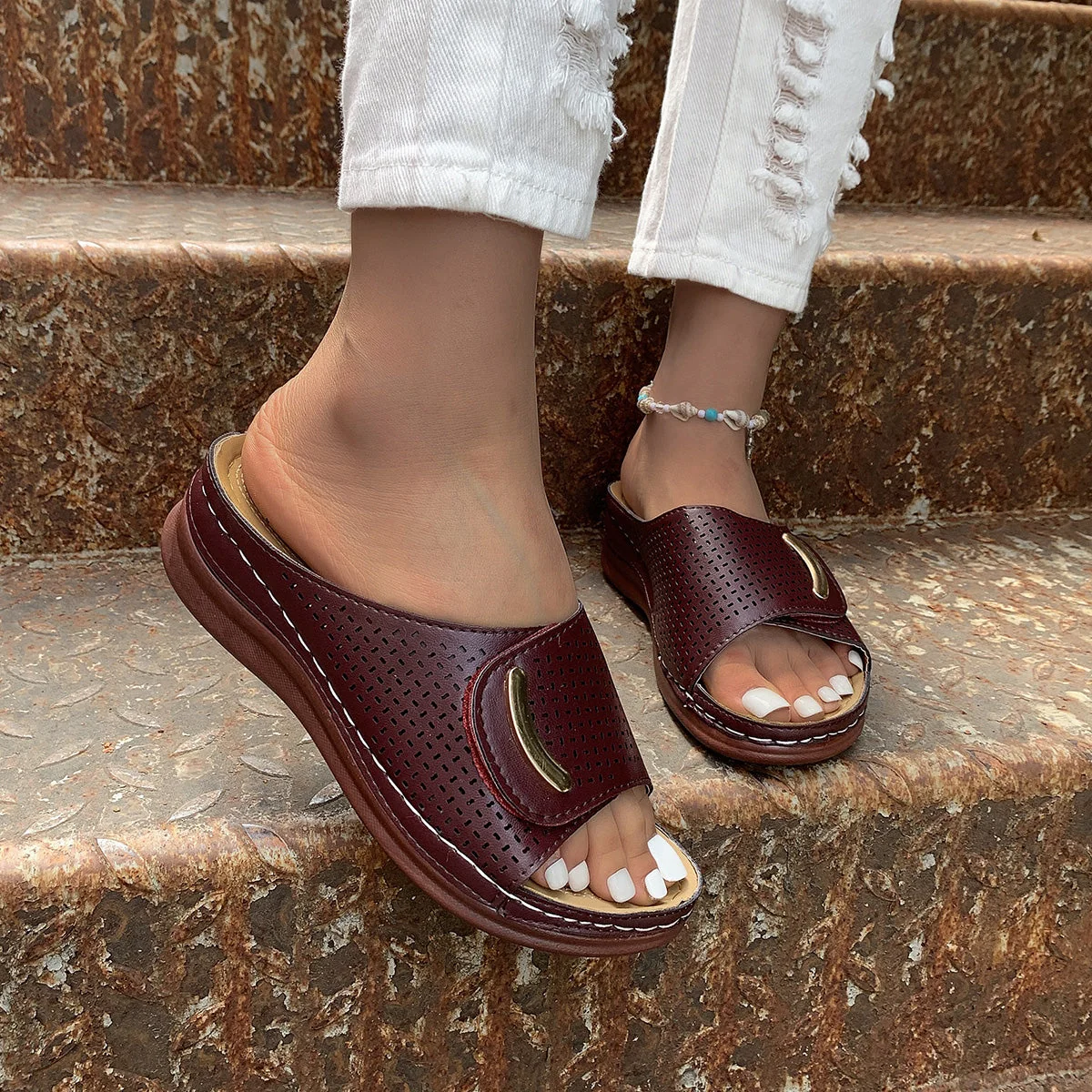 PEEP-TOE HOLLOW-OUT ORTHOPEDIC SANDALS - Image 9