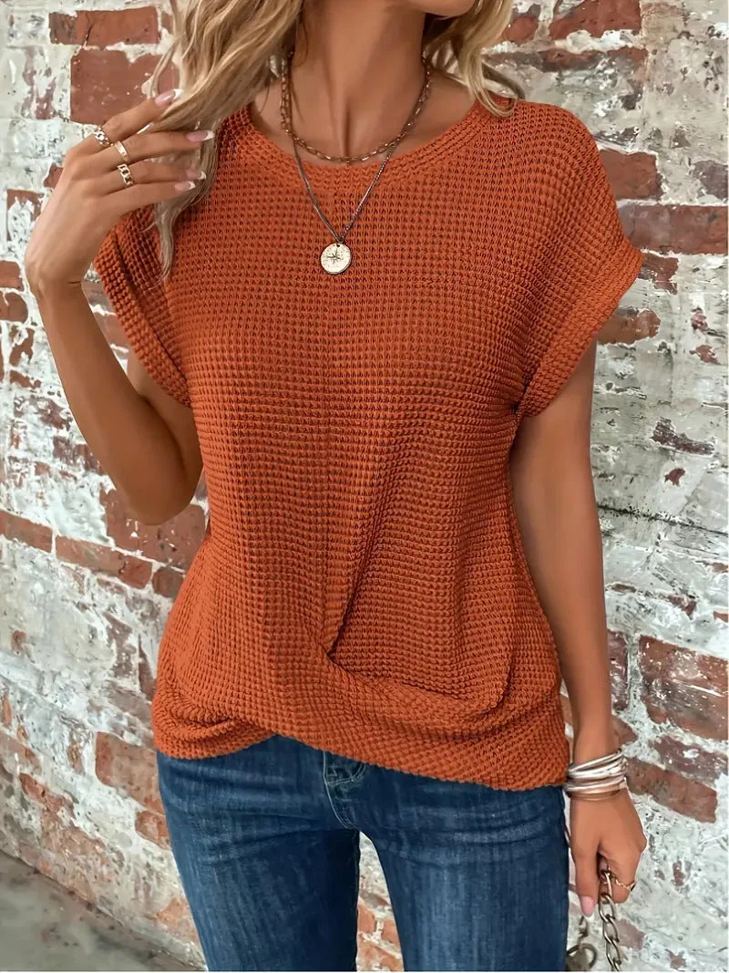 ISA™ | ELEGANT BLOUSE WITH CREW NECK - Image 3