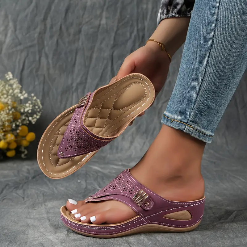 KEIT™ STYLISH CUT-OUT WEDGE THONG ORTHO SANDALS - Image 8