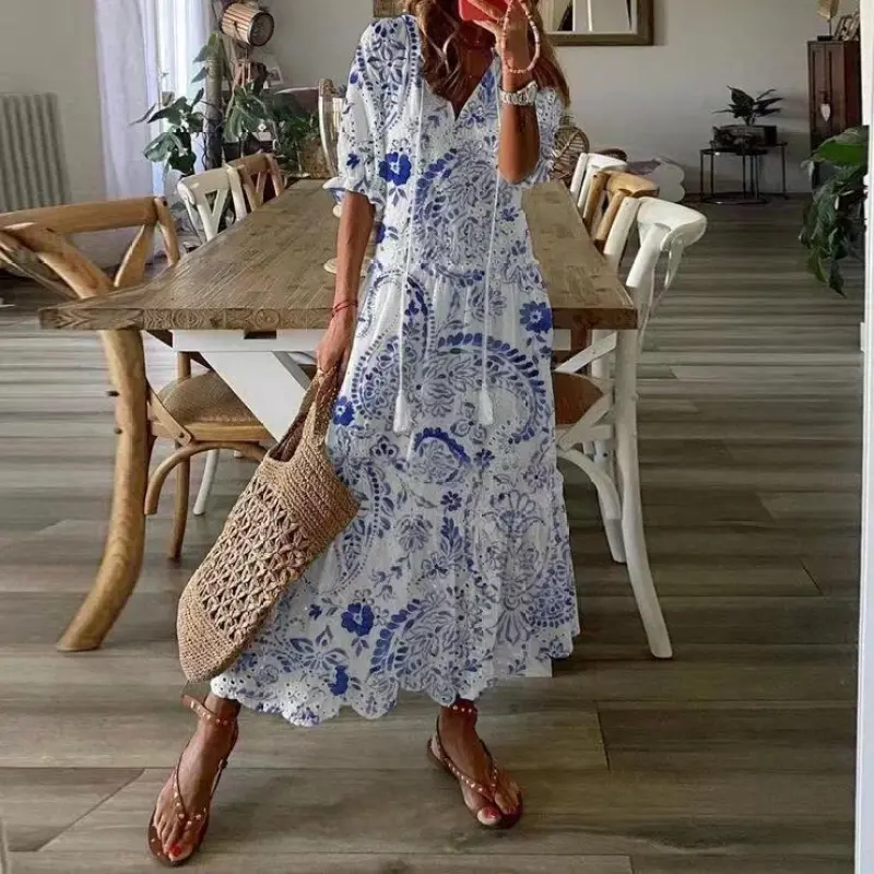 LACEFLAIR™ – BOHO CHIC LONG WHITE LACE DRESS WITH RUFFLES - Image 3