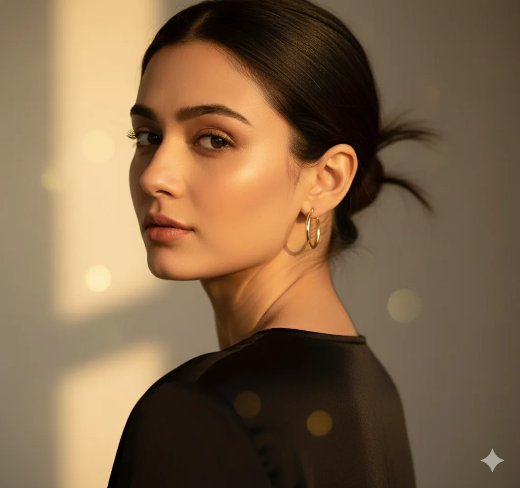 GOLDEN HALO HOOP EARRINGS - Image 2