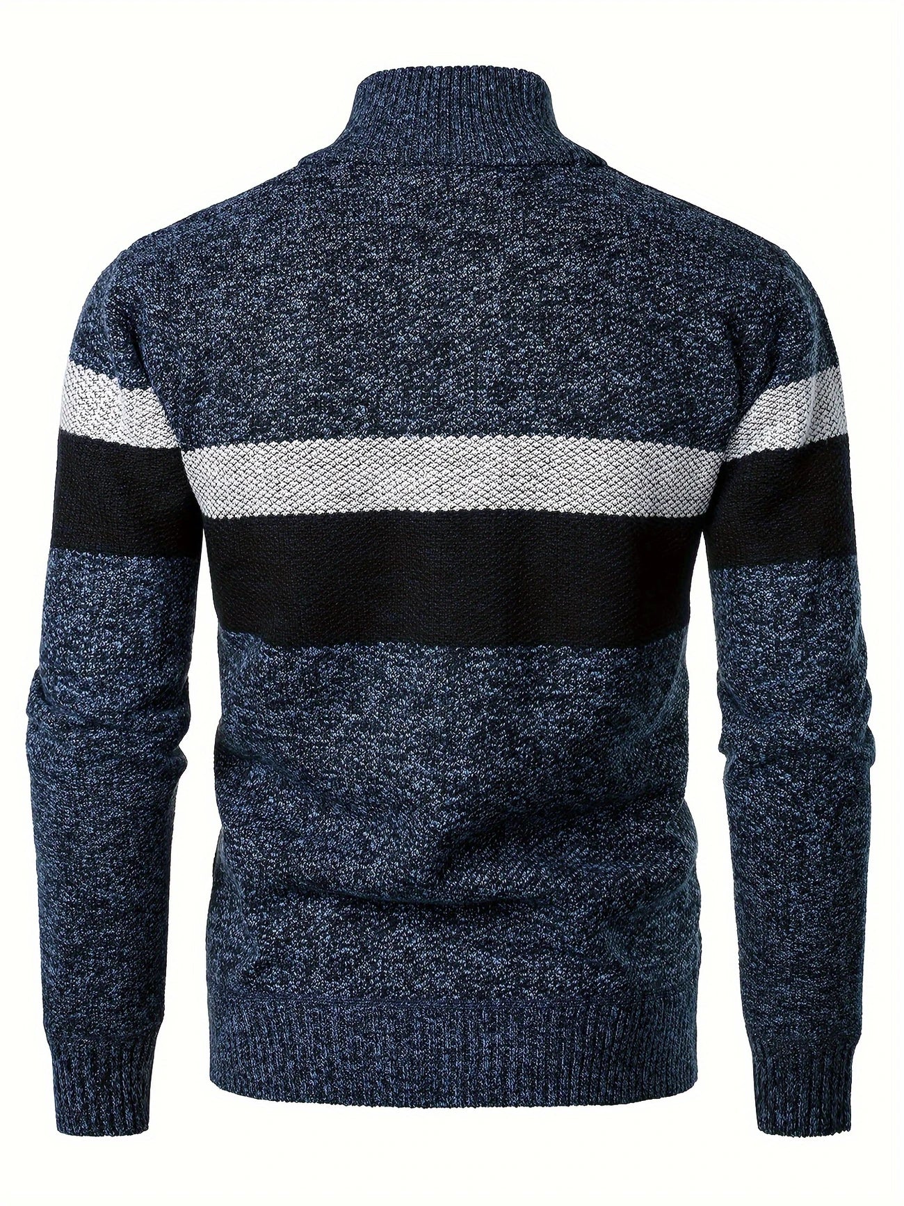 LOLDREAL EDGE™ — MEN’S COLOR BLOCK STAND COLLAR FLEECE-LINED KNIT SWEATER - Image 3