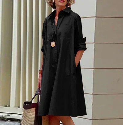 LYVÉA™ – WOMEN’S SOLID COLOR BUTTON-DOWN SHIRT DRESS - Image 4