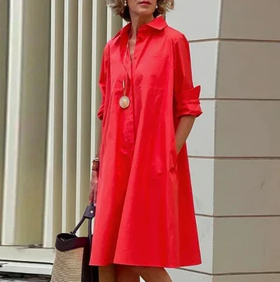LYVÉA™ – WOMEN’S SOLID COLOR BUTTON-DOWN SHIRT DRESS - Image 6