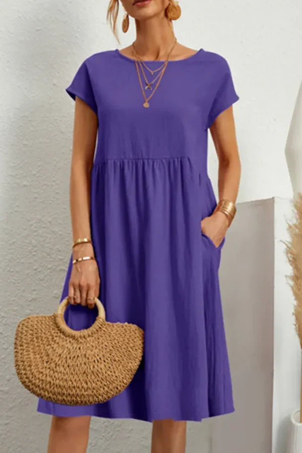 MELVARA™ – MONOTONE PATCHWORK CASUAL DRESS SHORT SLEEVES - Image 10