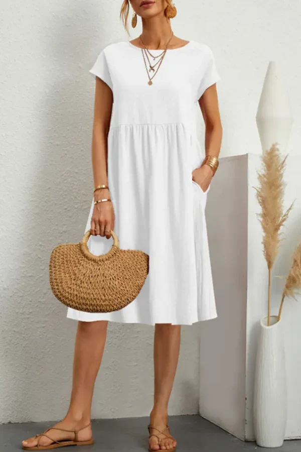 MELVARA™ – MONOTONE PATCHWORK CASUAL DRESS SHORT SLEEVES - Image 5