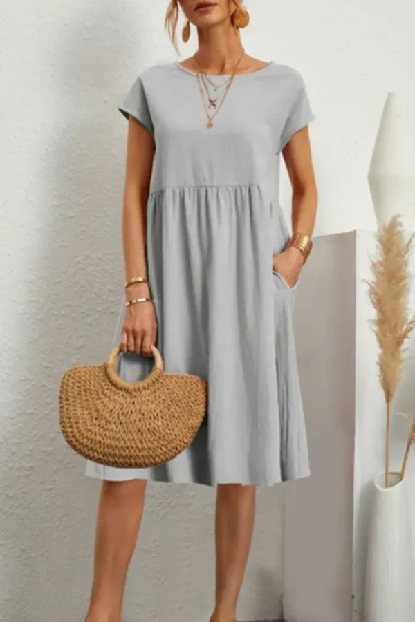 MELVARA™ – MONOTONE PATCHWORK CASUAL DRESS SHORT SLEEVES - Image 7