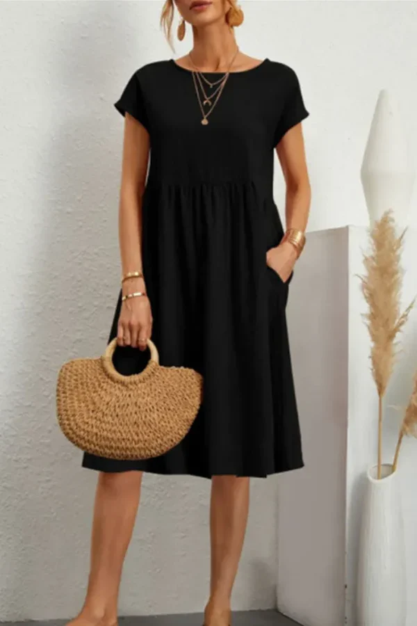 MELVARA™ – MONOTONE PATCHWORK CASUAL DRESS SHORT SLEEVES - Image 8