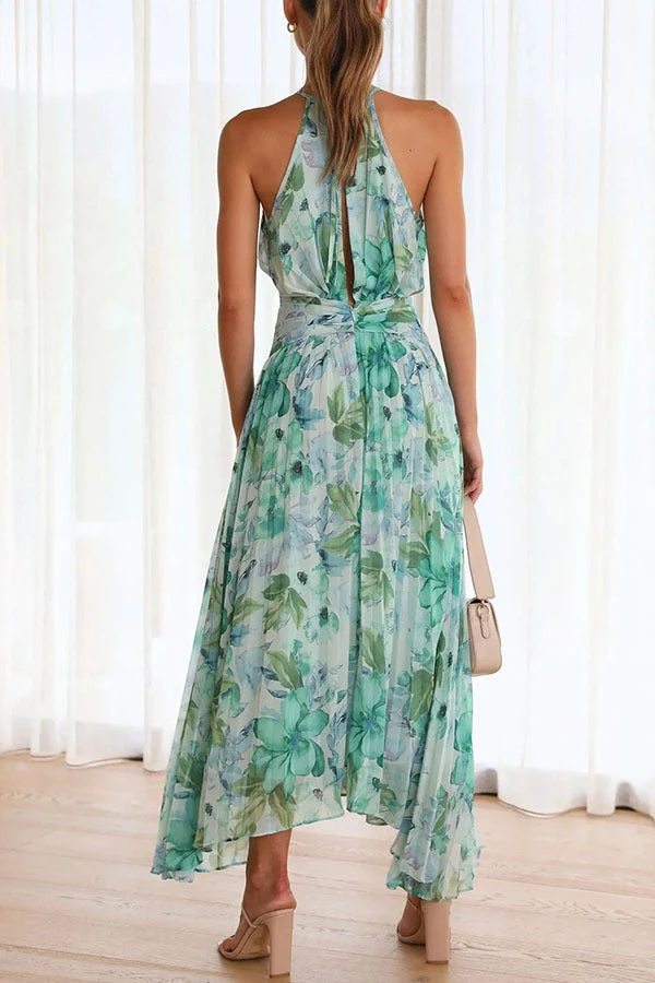 ELEGANT WOMEN'S MIDI DRESS WITH PLEATS AND FLORAL LACE NECKLINE - Image 6