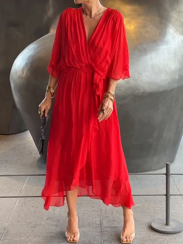 MONAÉ™ – ELEGANT V-NECK CHIFFON DRESS - Image 2