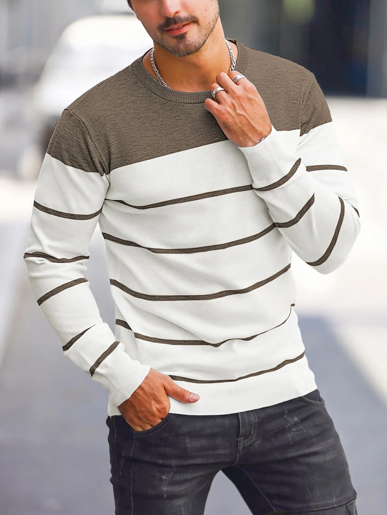 NAUTICRAFT™ — MEN’S STRIPED KNIT PULLOVER SWEATER - Image 3