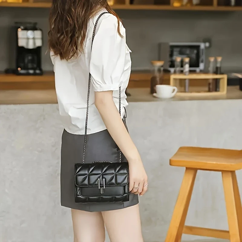 NOIR TARTANE™ — ELEGANT BLACK MINI TARTAN CROSSBODY BAG - Image 4